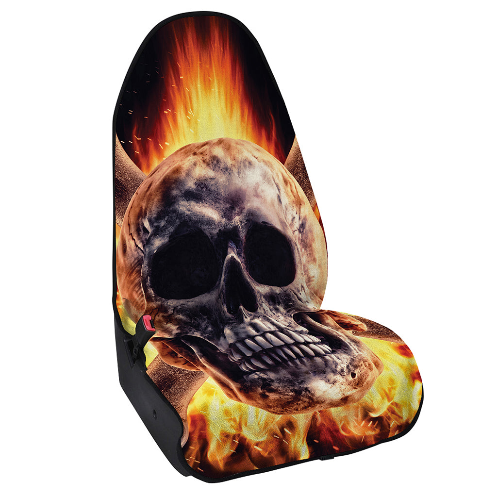 Flaming Skull And Cross Wrench Print Waterproof Car Seat Cover