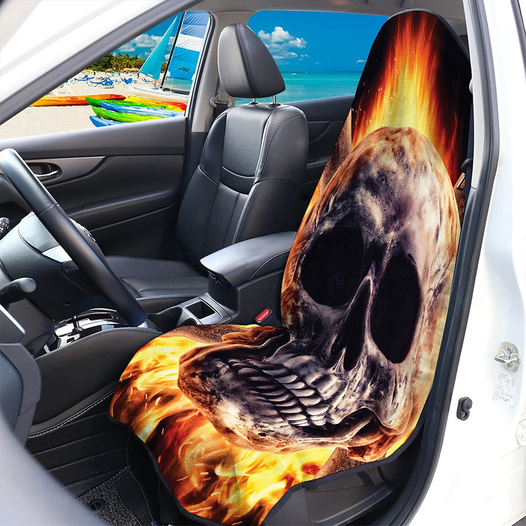 Flaming Skull And Cross Wrench Print Waterproof Car Seat Cover