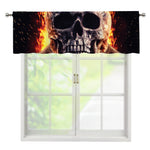 Flaming Skull And Cross Wrench Print Window Valance