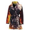 Flaming Skull And Cross Wrench Print Women's Bathrobe