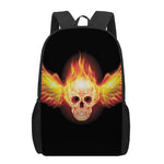 Flaming Skull With Fire Wings Print 17 Inch Backpack
