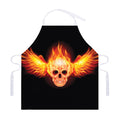 Flaming Skull With Fire Wings Print Adjustable Apron