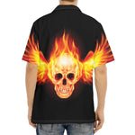 Flaming Skull With Fire Wings Print Aloha Shirt