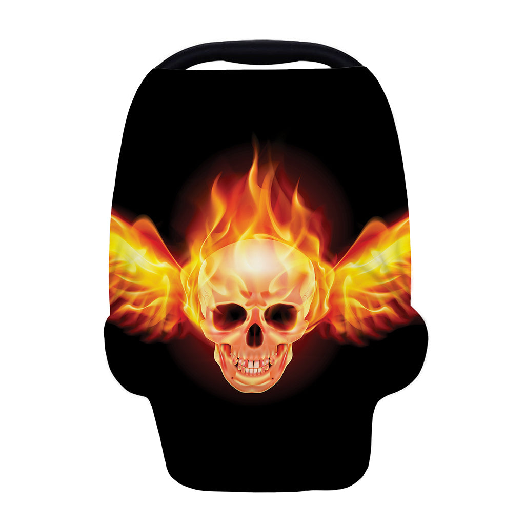 Flaming Skull With Fire Wings Print Baby Seat Cover