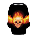 Flaming Skull With Fire Wings Print Baby Seat Cover