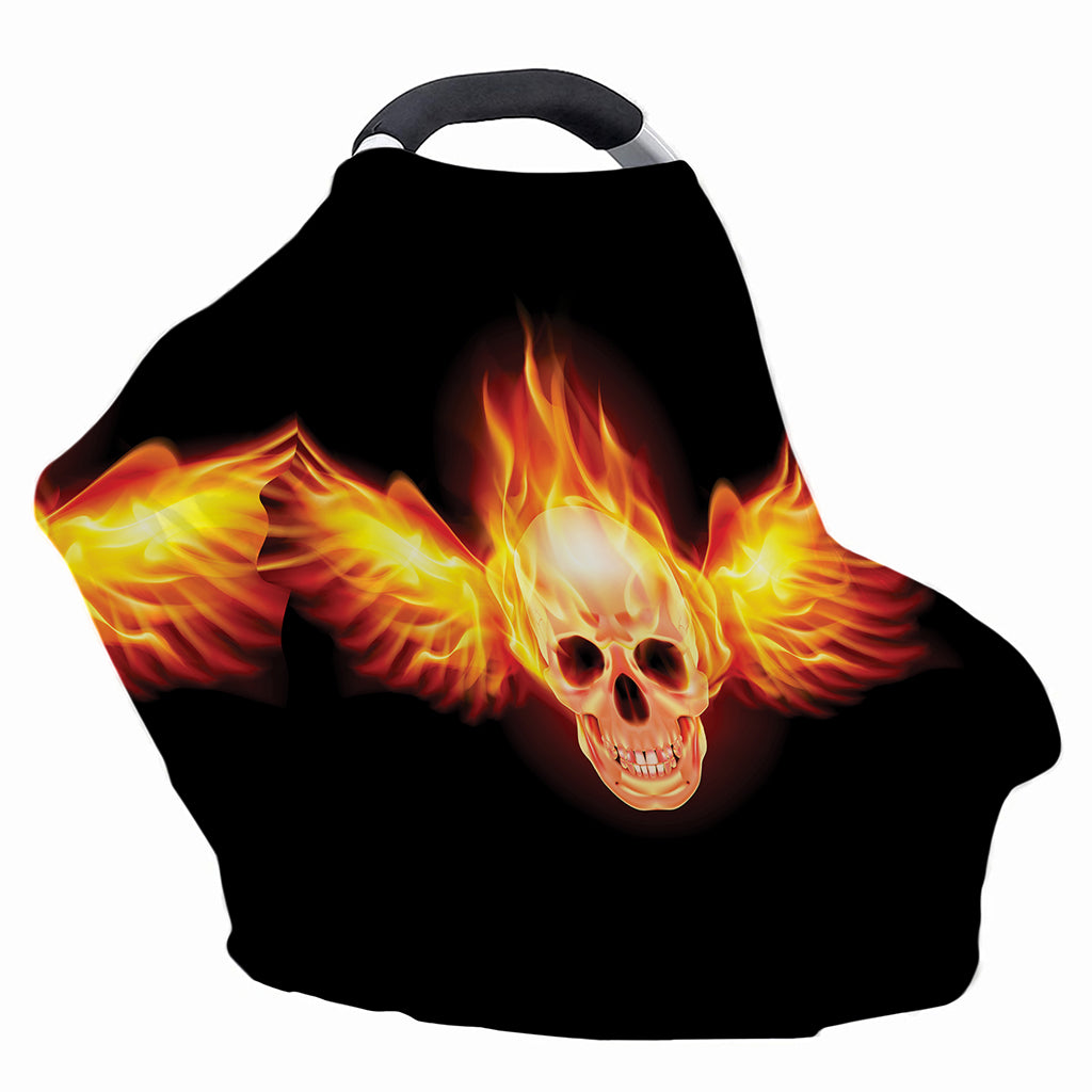 Flaming Skull With Fire Wings Print Baby Seat Cover