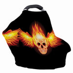 Flaming Skull With Fire Wings Print Baby Seat Cover