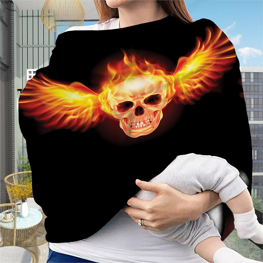 Flaming Skull With Fire Wings Print Baby Seat Cover