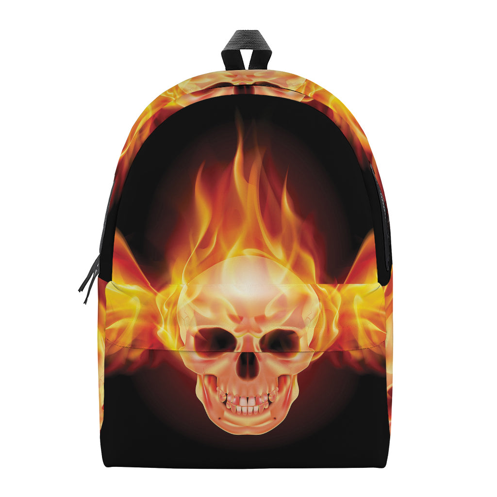 Flaming Skull With Fire Wings Print Backpack