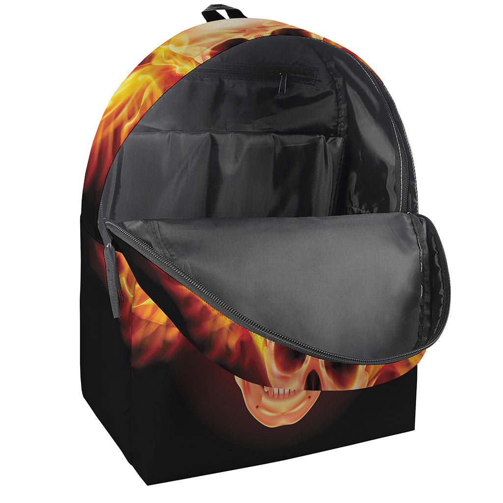 Flaming Skull With Fire Wings Print Backpack