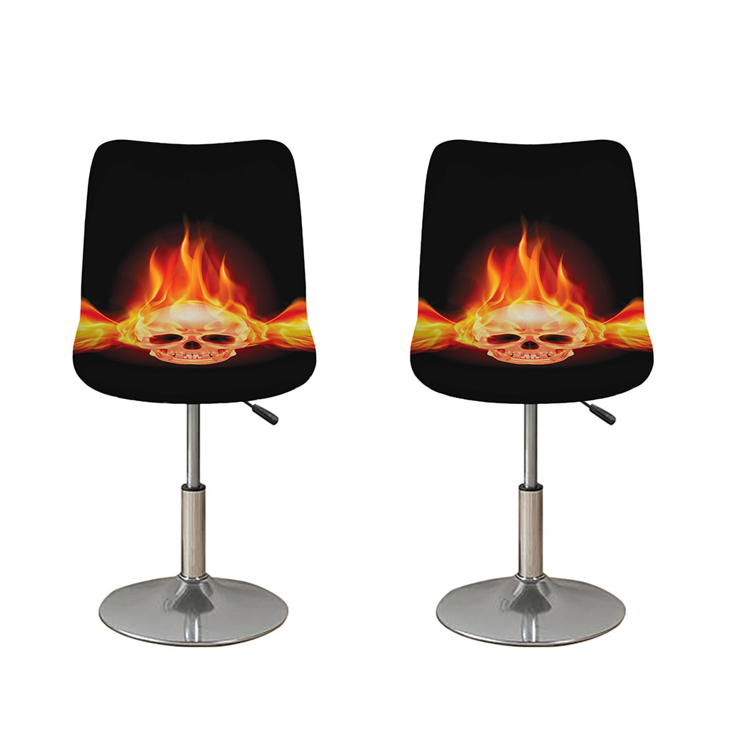 Flaming Skull With Fire Wings Print Bar Stool Covers