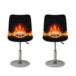 Flaming Skull With Fire Wings Print Bar Stool Covers