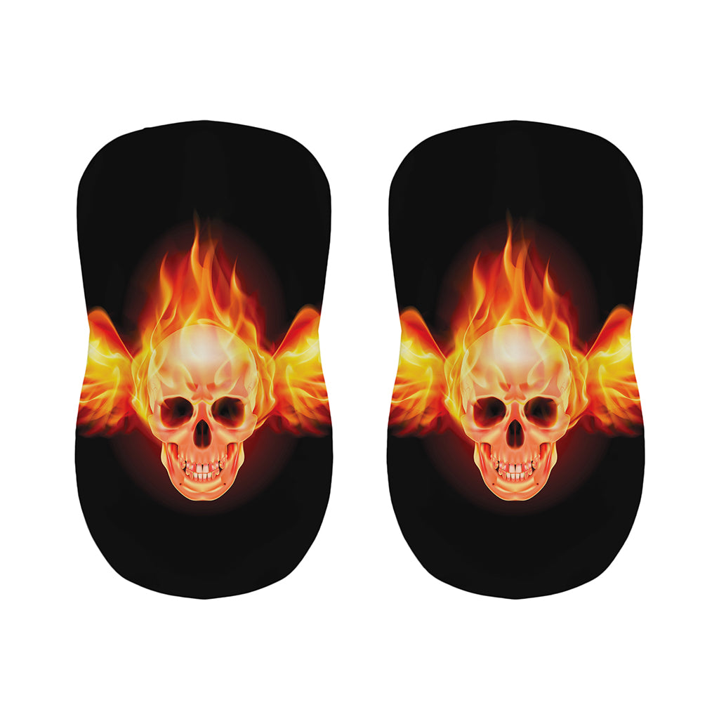 Flaming Skull With Fire Wings Print Bar Stool Covers