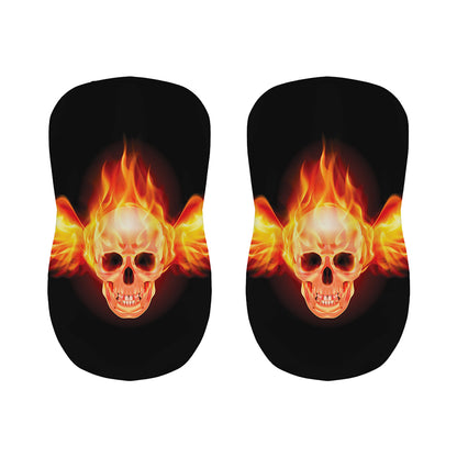 Flaming Skull With Fire Wings Print Bar Stool Covers