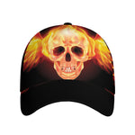 Flaming Skull With Fire Wings Print Baseball Cap