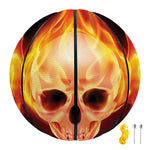 Flaming Skull With Fire Wings Print Basketball