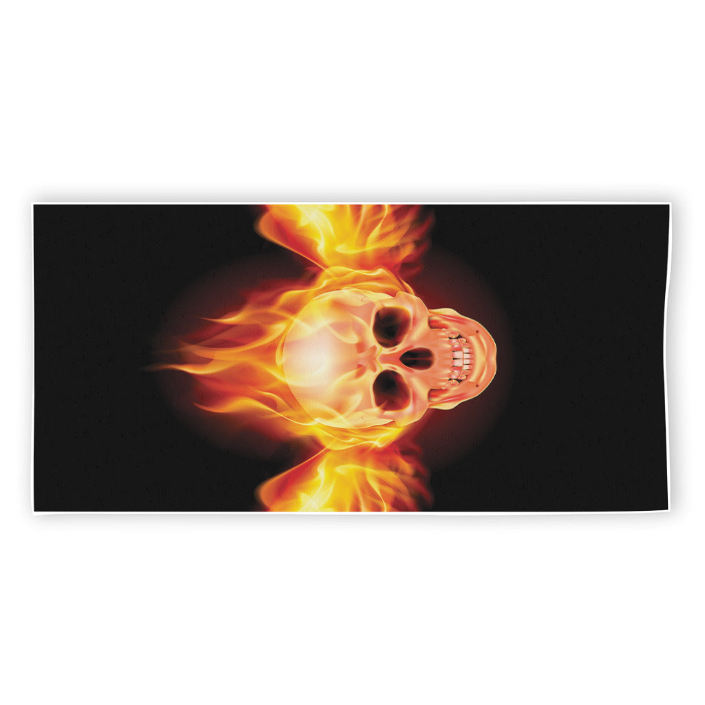 Flaming Skull With Fire Wings Print Beach Towel