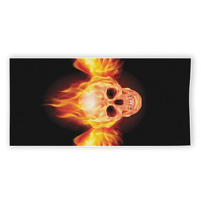 Flaming Skull With Fire Wings Print Beach Towel