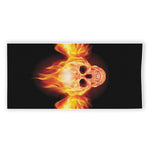 Flaming Skull With Fire Wings Print Beach Towel