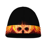 Flaming Skull With Fire Wings Print Beanie