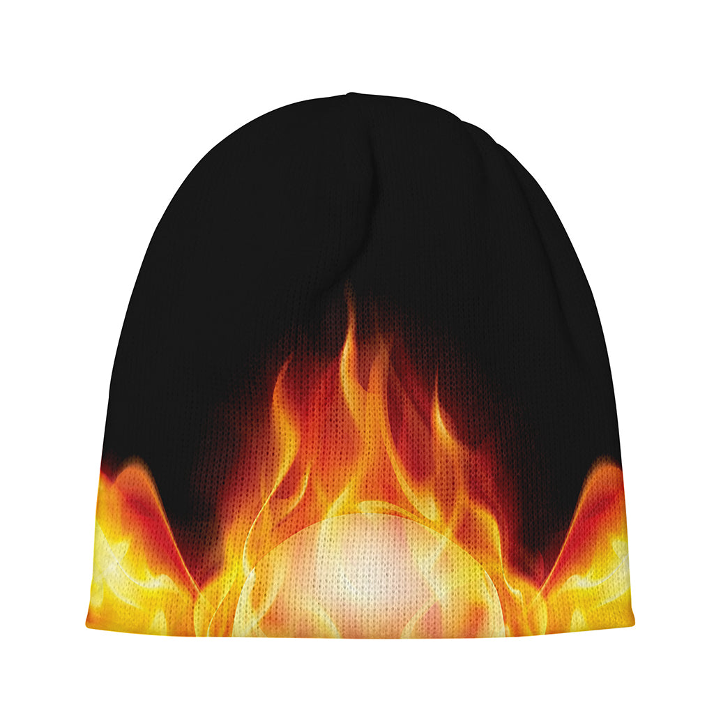 Flaming Skull With Fire Wings Print Beanie