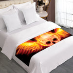 Flaming Skull With Fire Wings Print Bed Runner