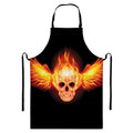 Flaming Skull With Fire Wings Print Bib Apron With Pocket