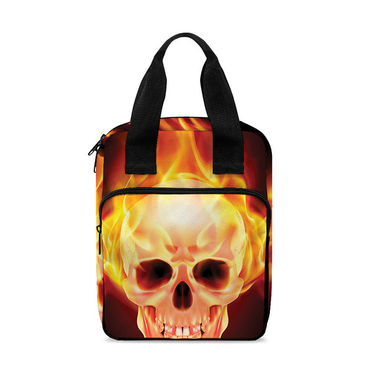 Flaming Skull With Fire Wings Print Bible Tote Bag