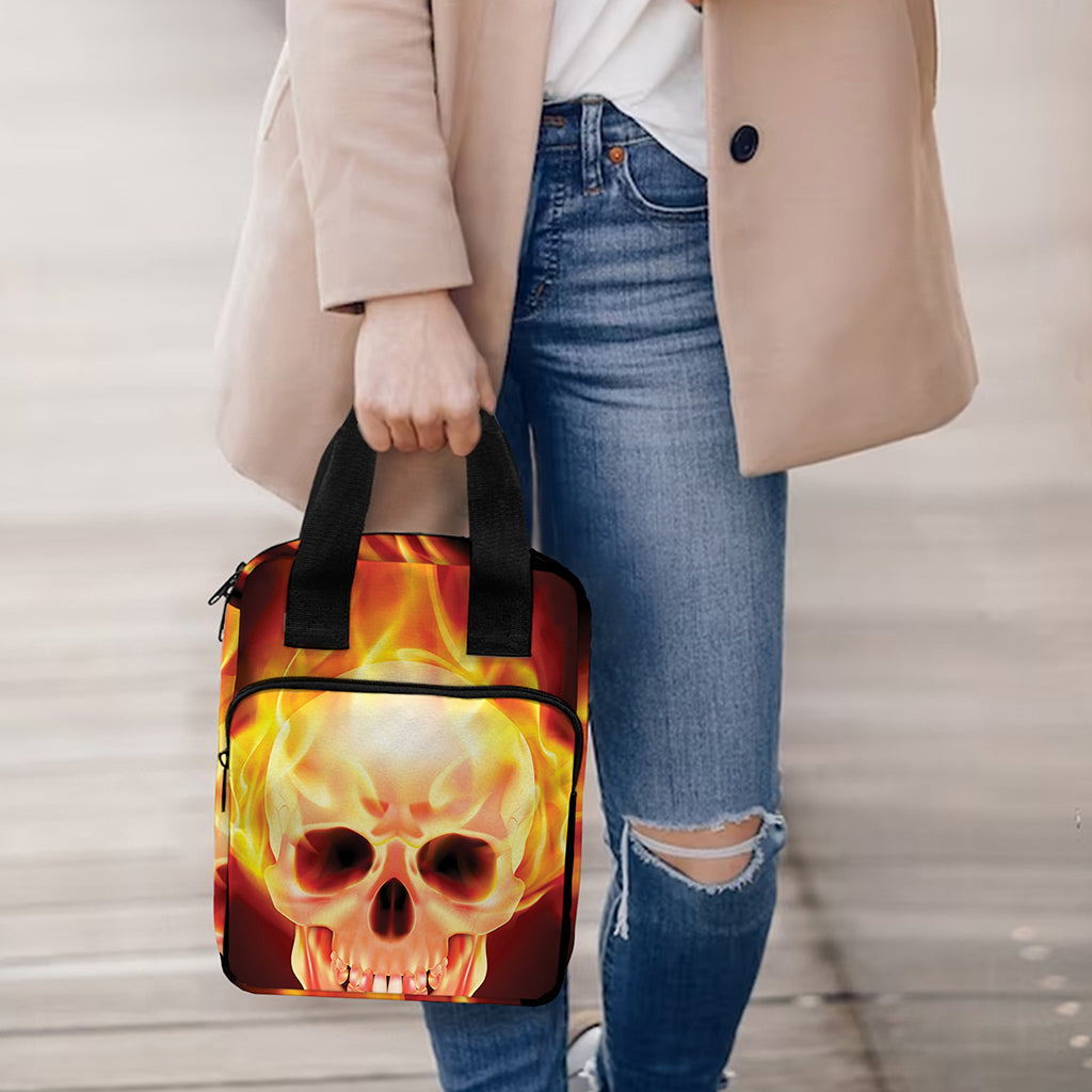 Flaming Skull With Fire Wings Print Bible Tote Bag