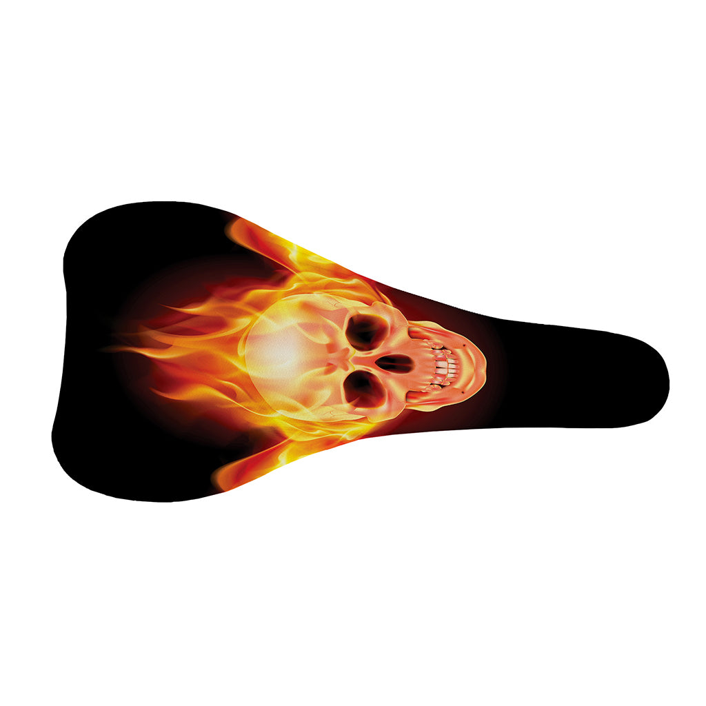 Flaming Skull With Fire Wings Print Bicycle Seat Cover