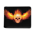 Flaming Skull With Fire Wings Print Bifold Wallet