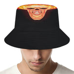 Flaming Skull With Fire Wings Print Bucket Hat