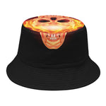 Flaming Skull With Fire Wings Print Bucket Hat