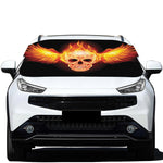 Flaming Skull With Fire Wings Print Car Windshield Snow Cover