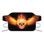 Flaming Skull With Fire Wings Print Car Windshield Snow Cover