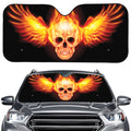 Flaming Skull With Fire Wings Print Car Windshield Sun Shade