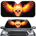 Flaming Skull With Fire Wings Print Car Windshield Sun Shade