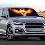 Flaming Skull With Fire Wings Print Car Windshield Sun Shade