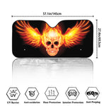 Flaming Skull With Fire Wings Print Car Windshield Sun Shade