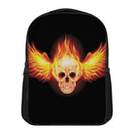 Flaming Skull With Fire Wings Print Casual Backpack