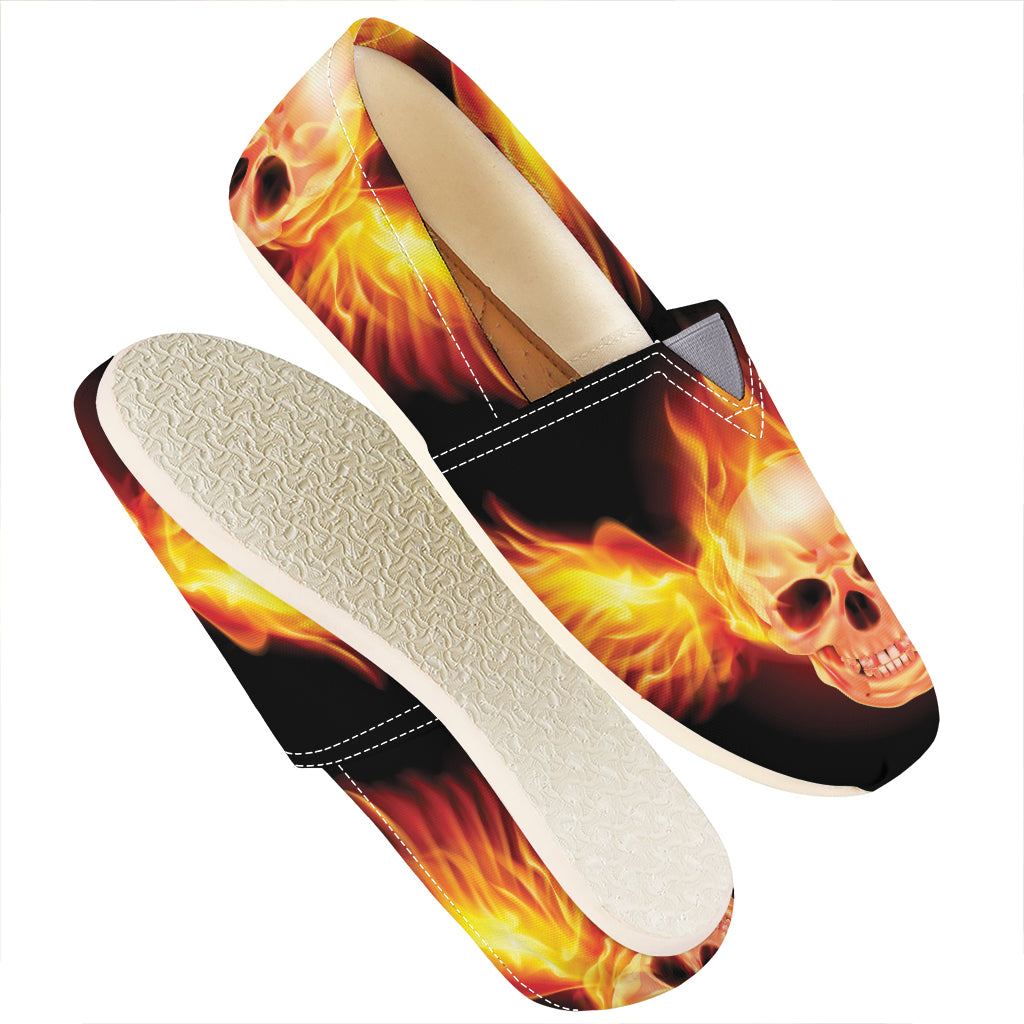 Flaming Skull With Fire Wings Print Casual Shoes