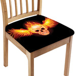 Flaming Skull With Fire Wings Print Chair Cushion Cover