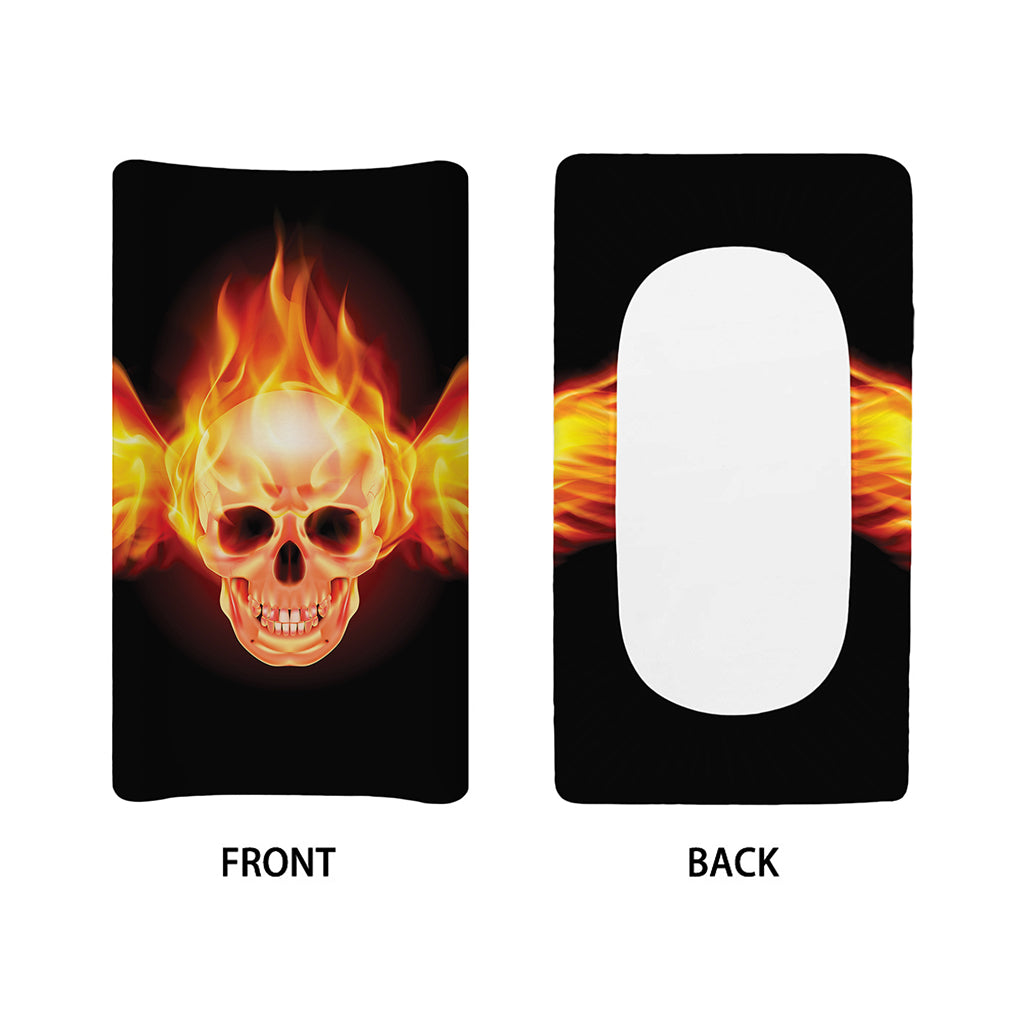 Flaming Skull With Fire Wings Print Changing Pad Cover