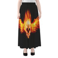 Flaming Skull With Fire Wings Print Chiffon Maxi Skirt