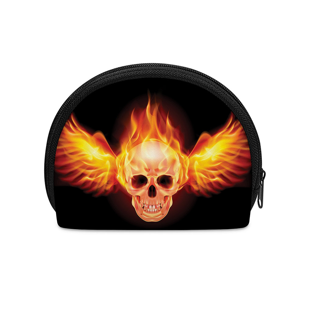 Flaming Skull With Fire Wings Print Coin Purse