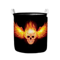 Flaming Skull With Fire Wings Print Collapsible Laundry Basket