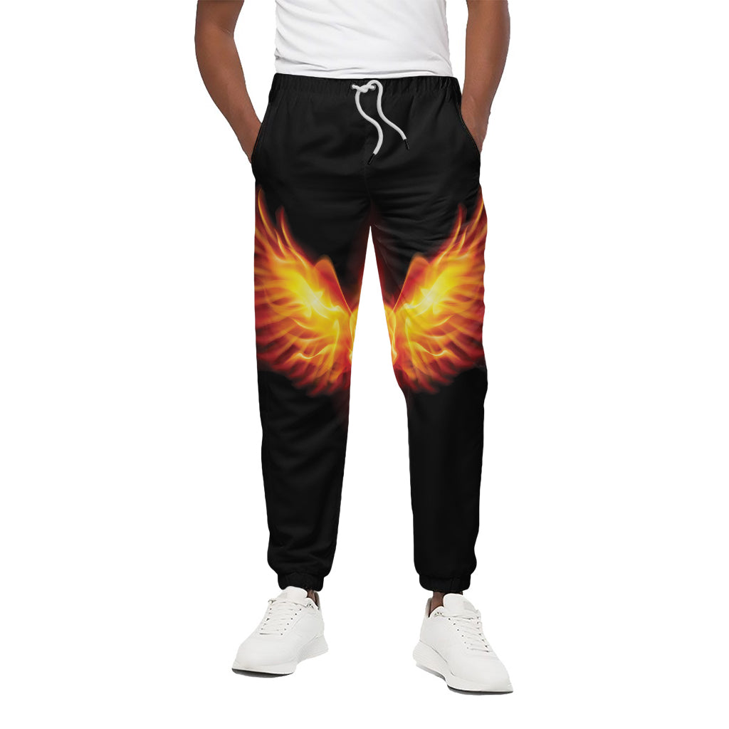 Flaming Skull With Fire Wings Print Cotton Pants