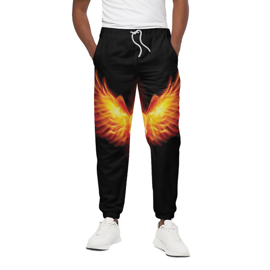 Flaming Skull With Fire Wings Print Cotton Pants