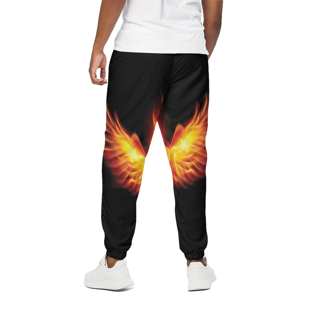Flaming Skull With Fire Wings Print Cotton Pants