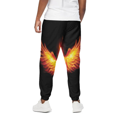 Flaming Skull With Fire Wings Print Cotton Pants